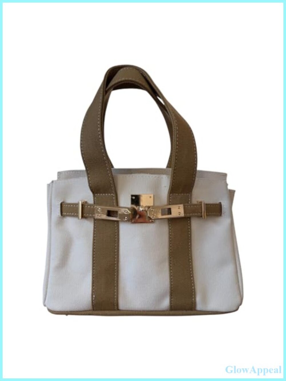 Canvas Mini Tote Bag 8 Pockets Distressed Gold Hardware